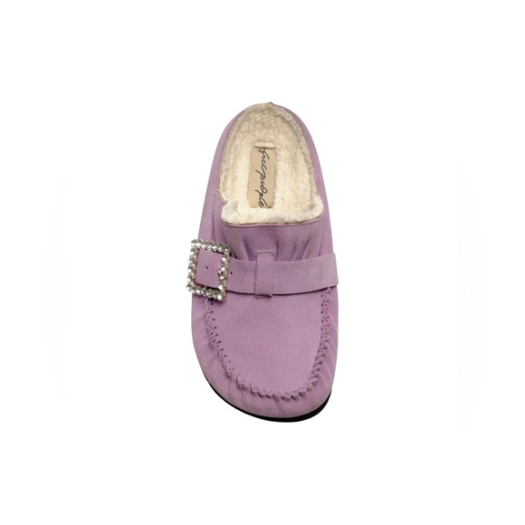 🆕 FREE PEOPLE | SHEARLING AFTER RIDING MULES | LAVENDER | SIZE: EU 39 (US 8.5) - Picture 5 of 8